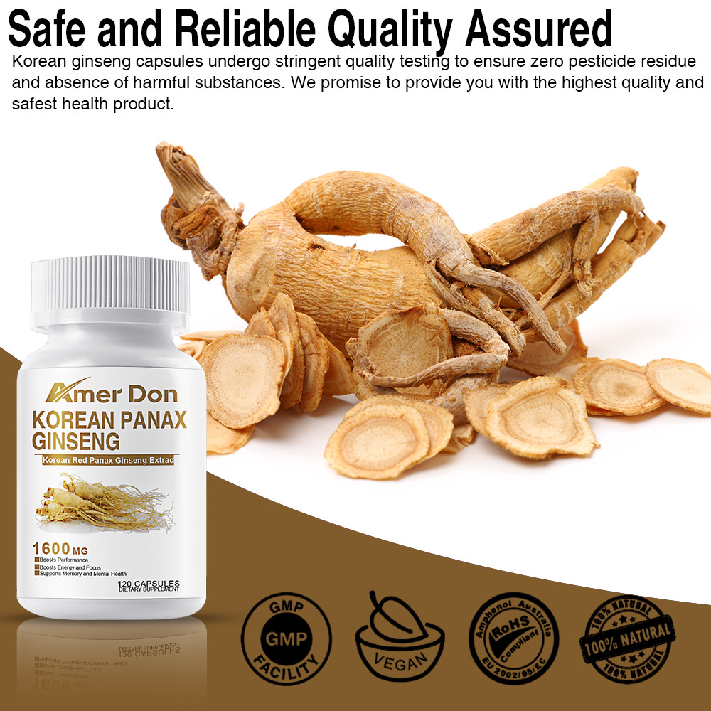 Pure Korean Red Panax Ginseng Extract Capsules No additives or fillers 120 Pills
