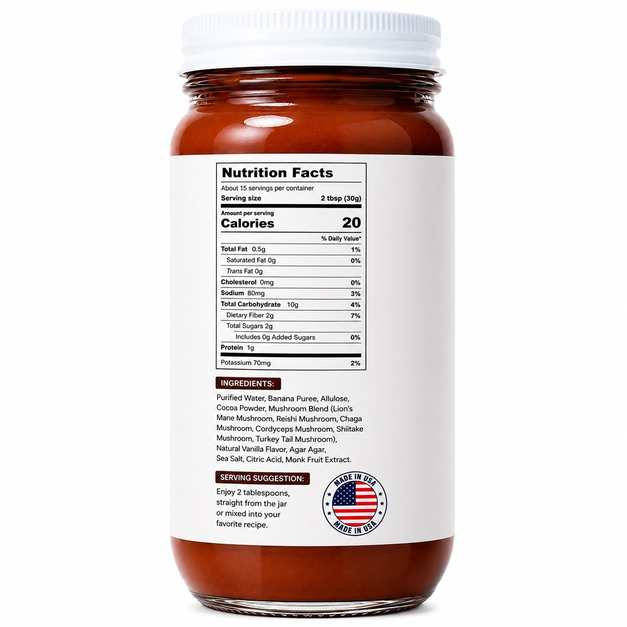 Chocolate Vanilla 6 Mushroom Blend Superfood Spread | Lion’s Mane Reishi 16 oz