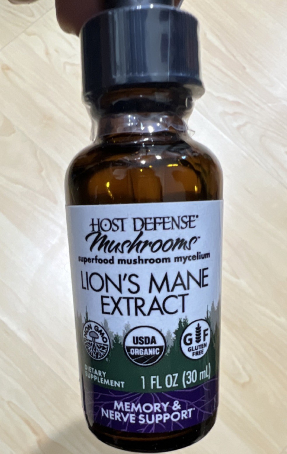 Host Defense Lion’s Mane Extract Memory & Nerve Support 1 fl oz USDA Organic