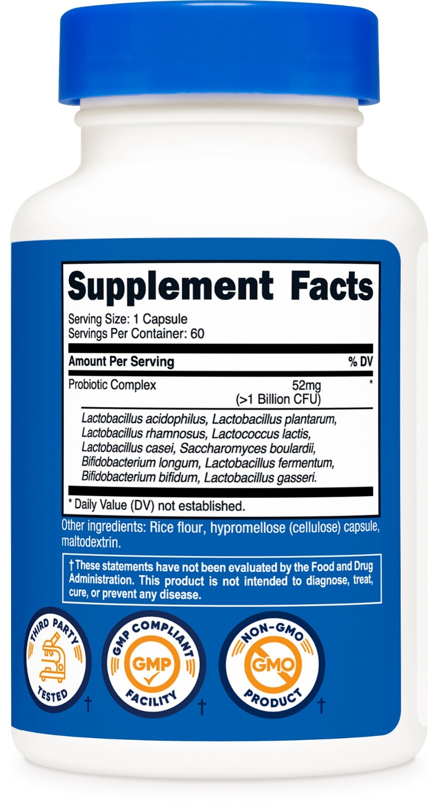 Nutricost Probiotic Complex ( 1 Billion CFU) 60 Capsules – Gluten-Free, Non-GMO