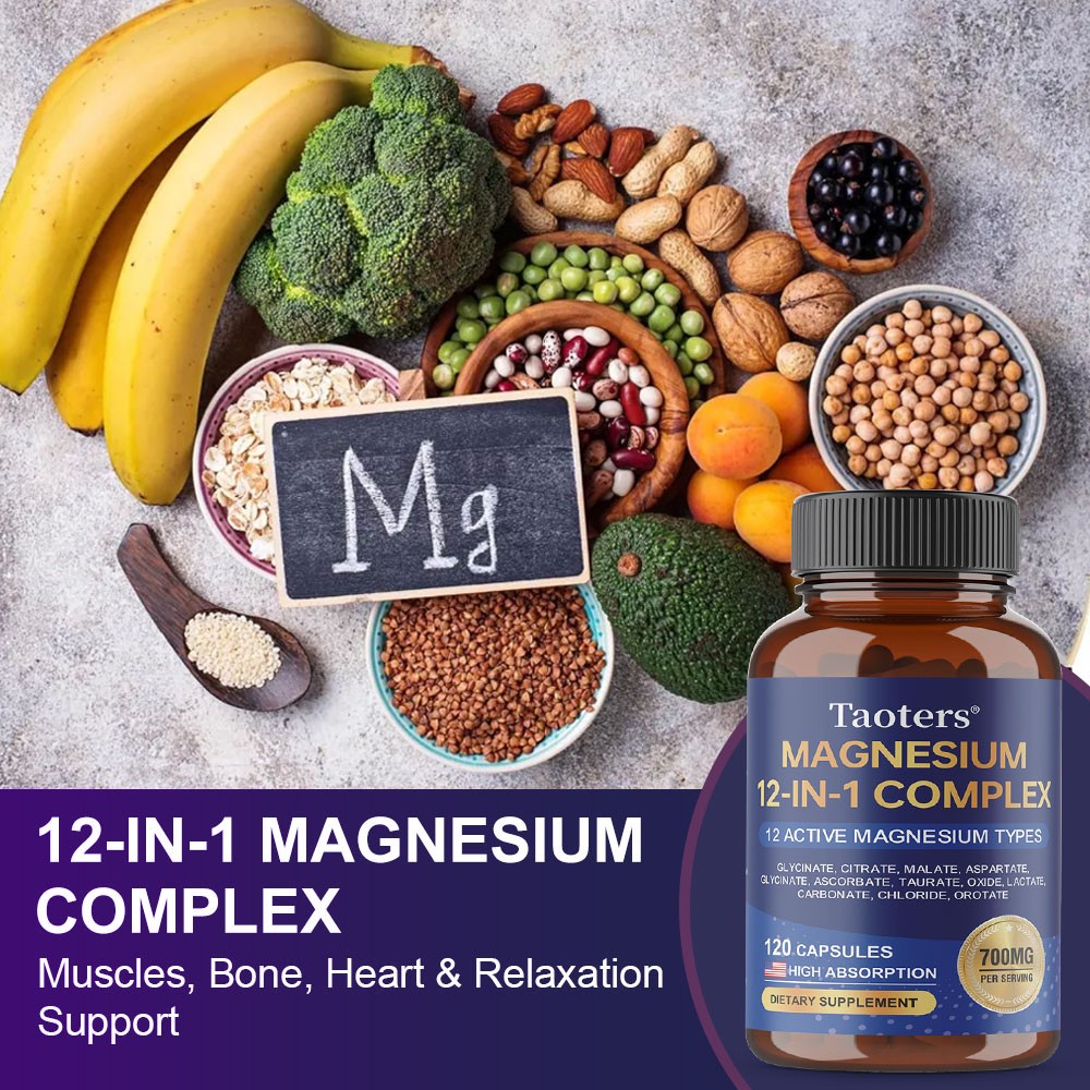 Magnesium 12 In 1 Complex Capsules Support Heart Bone Muscle Health 30-120 Pills