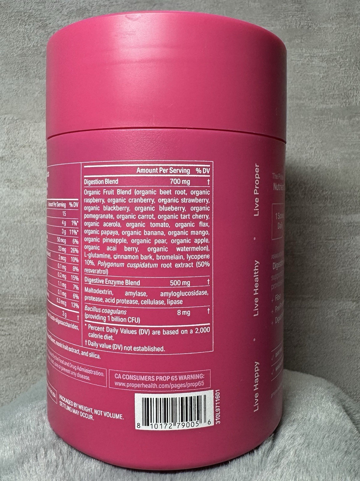 Proper Digestive Support Superfood Powder Strawberry Pomegranate 30 Servings