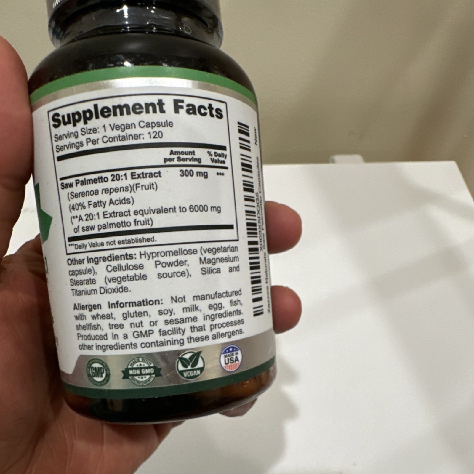 Zazzee Naturals Saw Palmetto 6000mg 120 Vegan Capsules Non GMO Prostate Health