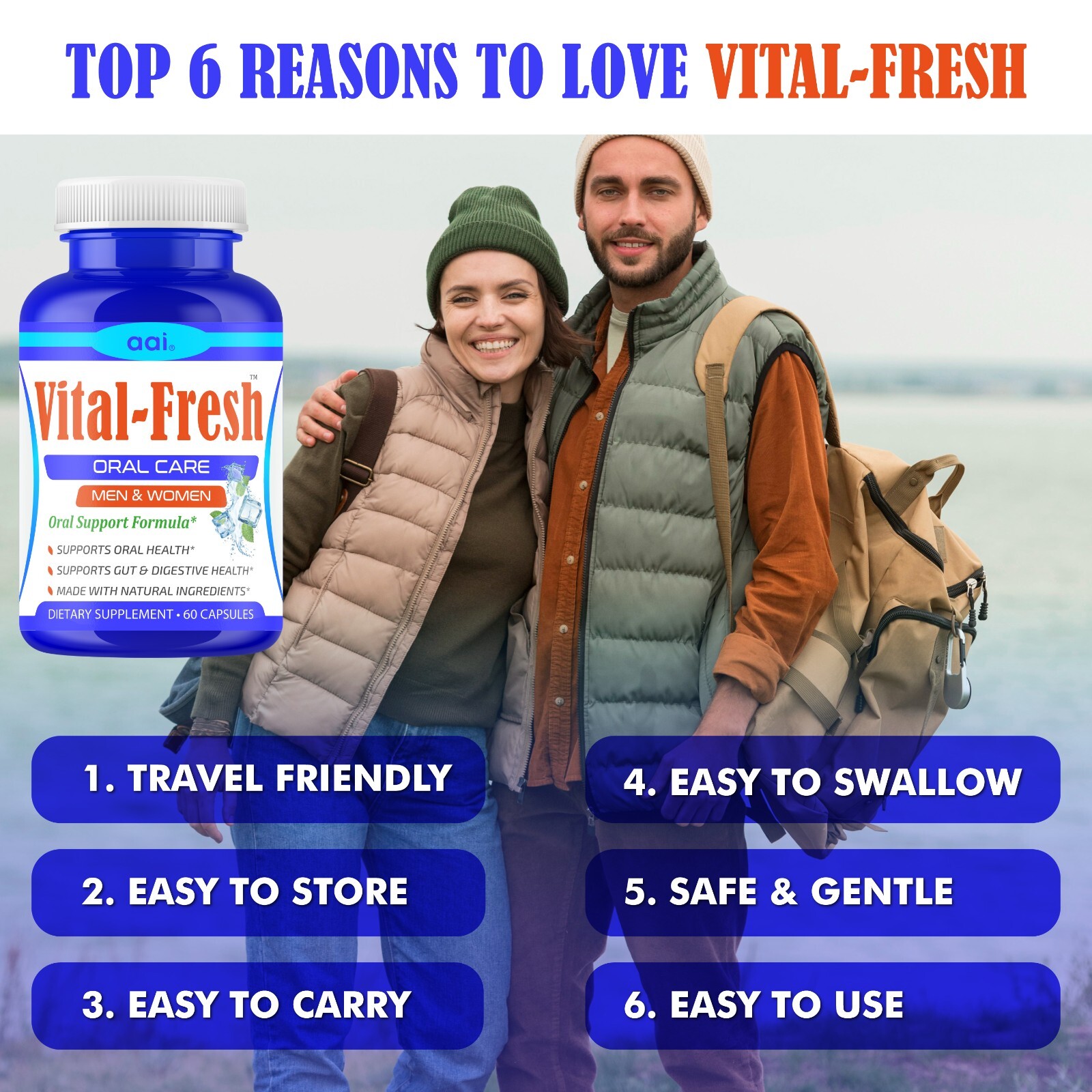 Oral Probiotics for Bad Breath | Fresh Breath, Gum & Teeth Support – 60 Capsules