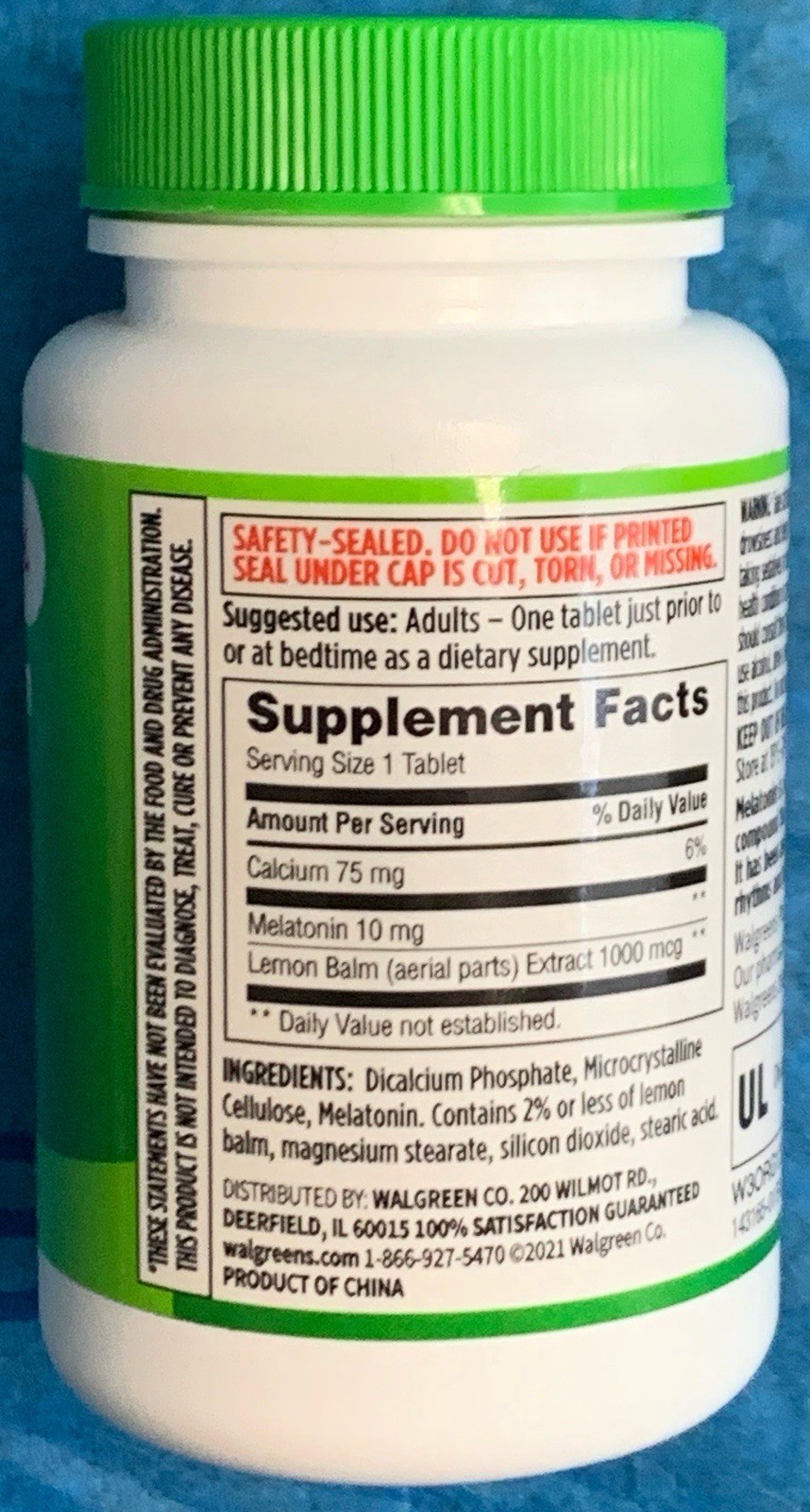 Walgreens Melatonin tablet With Lemon Balm 10 mg 60 tablets Exp. 01/28 New
