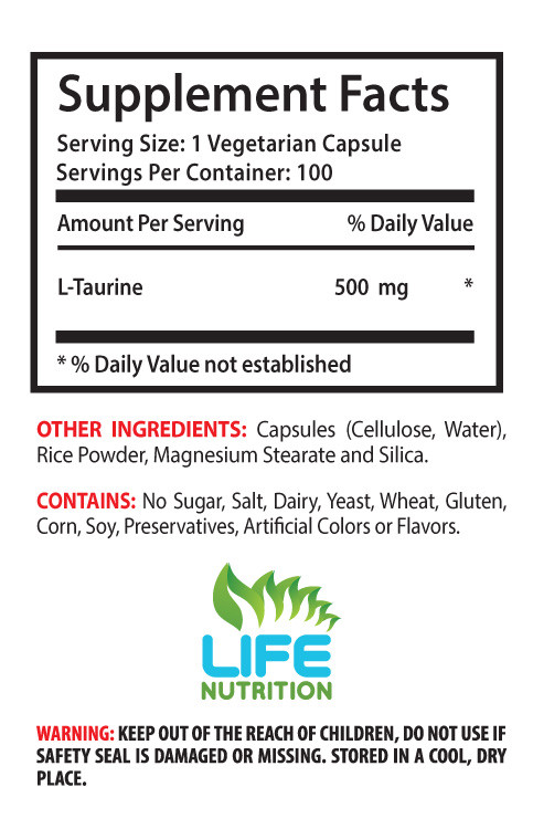 antioxidant formula – PREMIUM L-TAURINE 500mg (2B) – muscle function