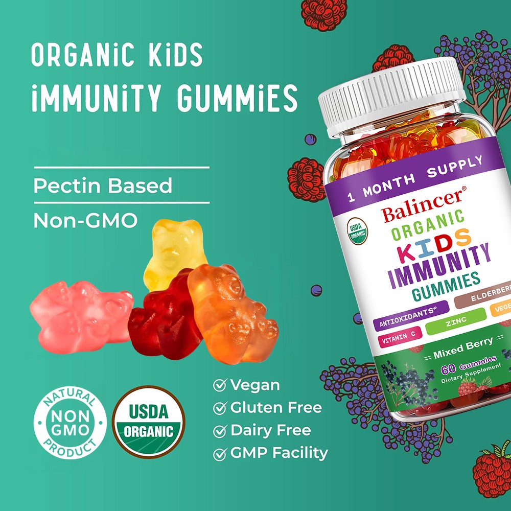 Kids Elderberry Immune Support Gummies | Vitamin C + Zinc, 30/60 Chews