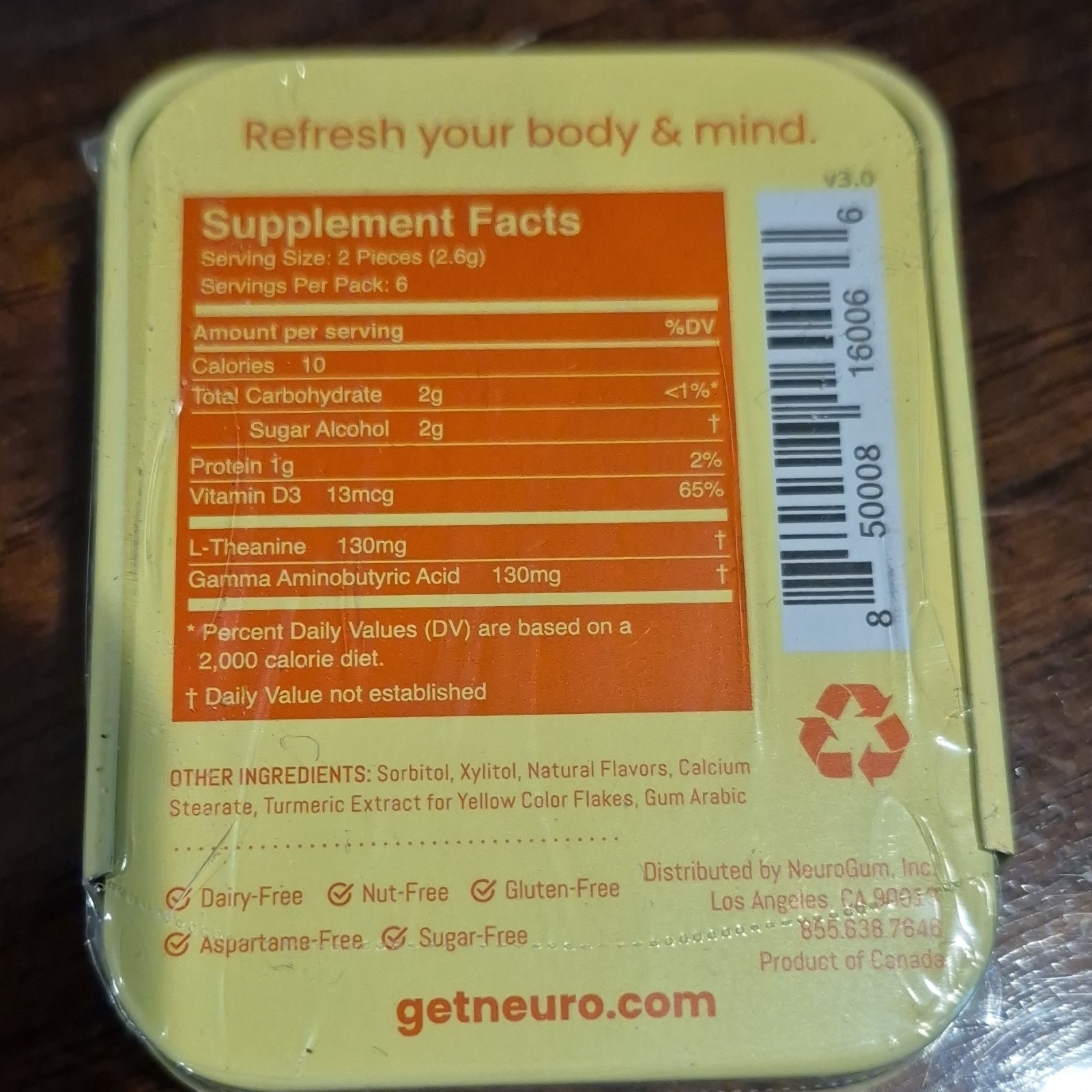 Neuro mints Calm & Clarity Honey Lemon 12 Mint Supplement GABA L-Theanine D3