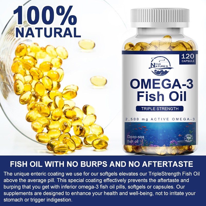 120 Pills Omega 3 Fish Oil Capsules 3x Strength 2500mg EPA&DHA,Highest Potency