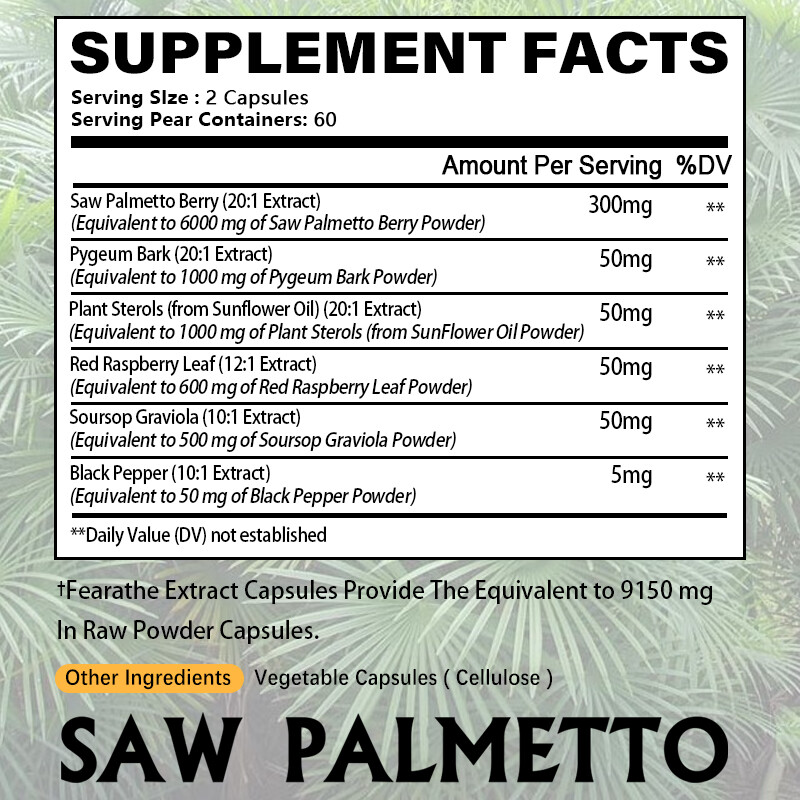 Saw Palmetto – Premium Urinary System Health Support 30 To 120 Capsules