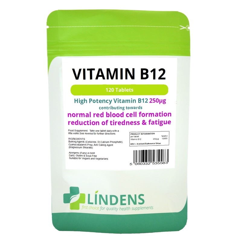 Lindens Vitamin B12 250mcg 3-PACK 300 Tablets Potency 1-a-day Energy B 12 B-12