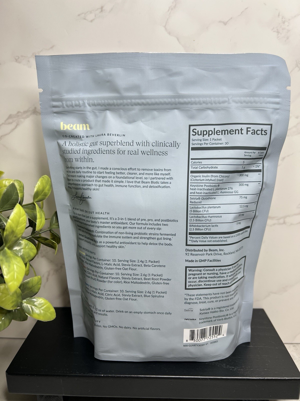 beam Biotic Variety Pack Tribiotic + Glutathione Powder 30 Sticks Exp 04/2028