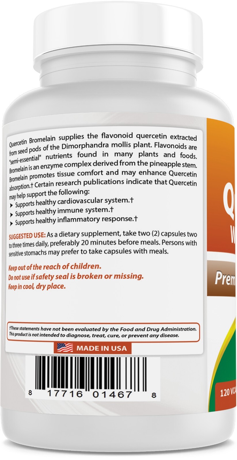 Best Naturals Quercetin with Bromelain 800mg 120 Veggie Capsule