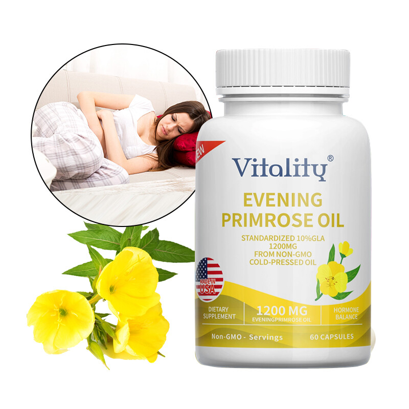 EVENING PRIMROSE Oil STANDARDIZED 10%GLA 1200MG FROM NON-GMO COLD-PRESSED OIL