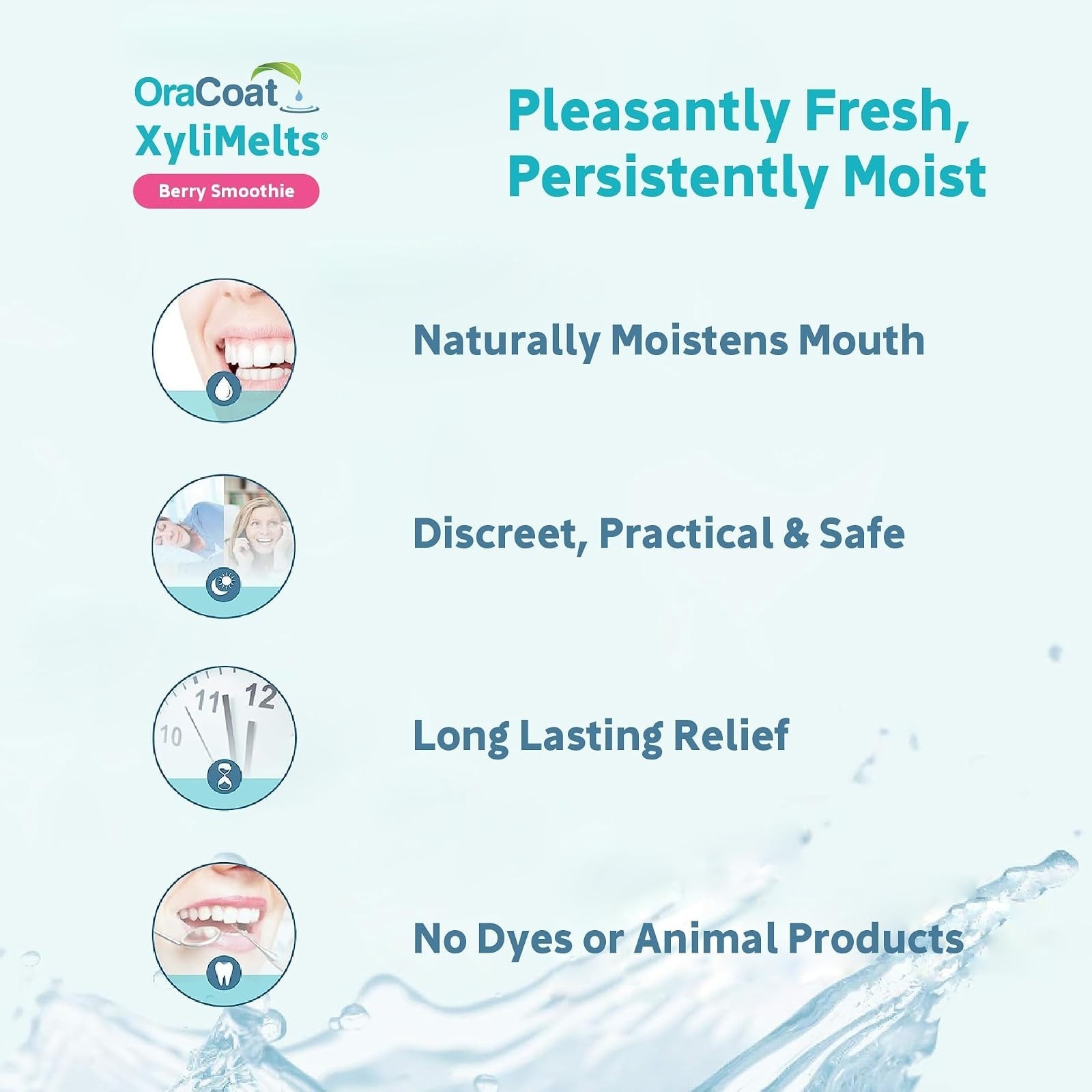 OraCoat XyliMelts for Dry Mouth – 100 Sugar Free Discs, Berry Flavor