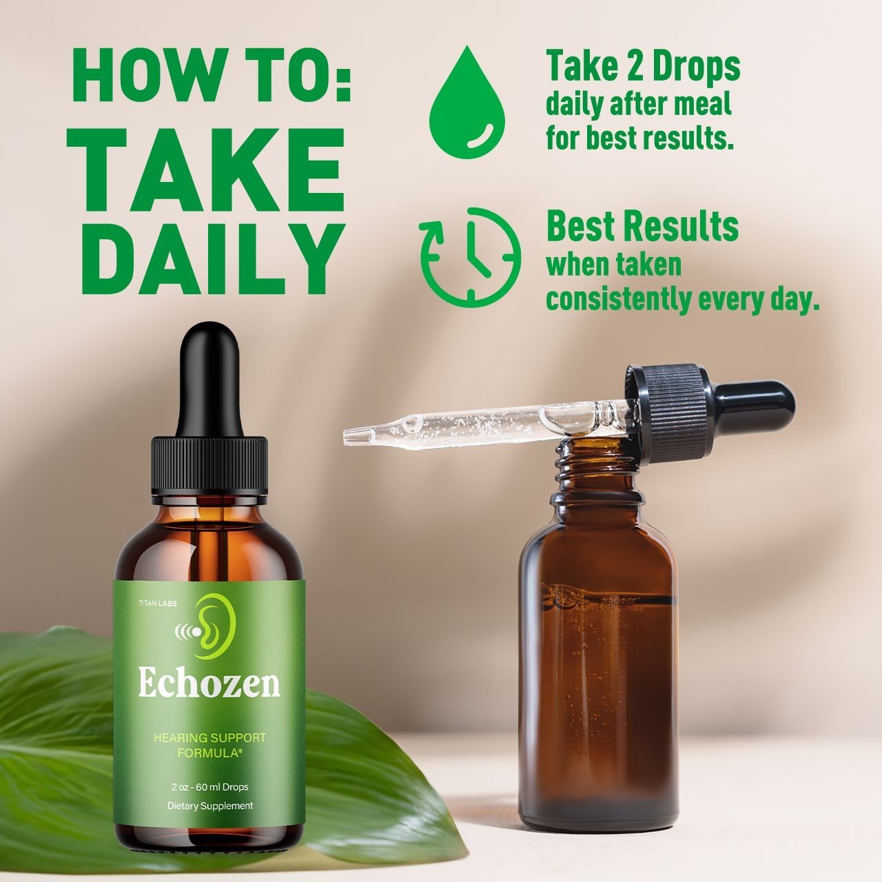 (3 Pack) Echozen Ear Health Support Drops Natural Echo Zen Vitamin 90 Servings