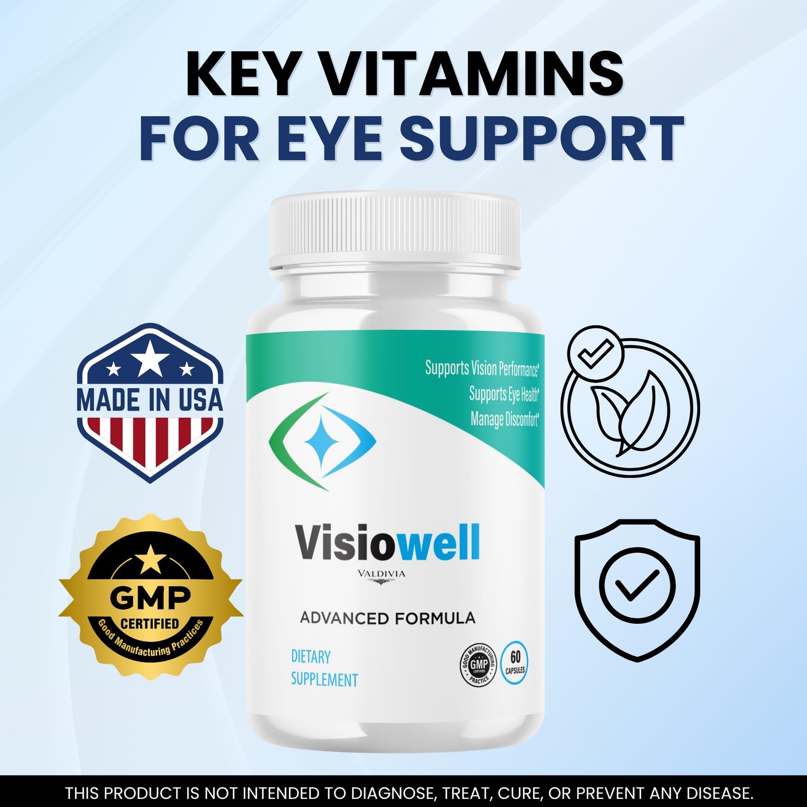 VisioWell Advanced Wellness Supplement Capsules Daily Health 5 Pack 300Ct