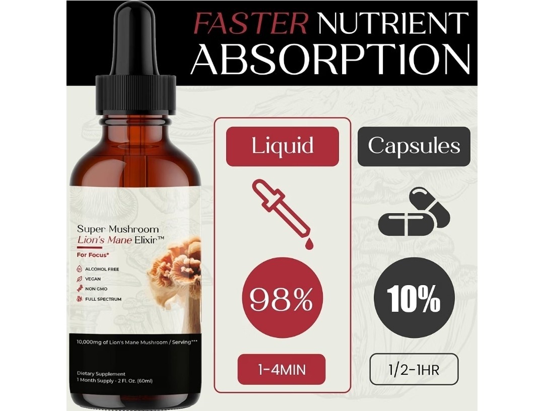 Auri Nutrition Lion’s Mane Elixir Liquid Drops Focus Memory Alcohol Free 2 fl oz