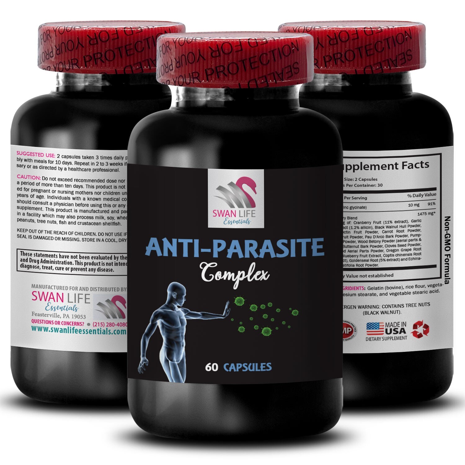 Nature’s Boost – ANTI-PARASITE COMPLEX – Inner Clarity 3 Bottles 180 Capsules