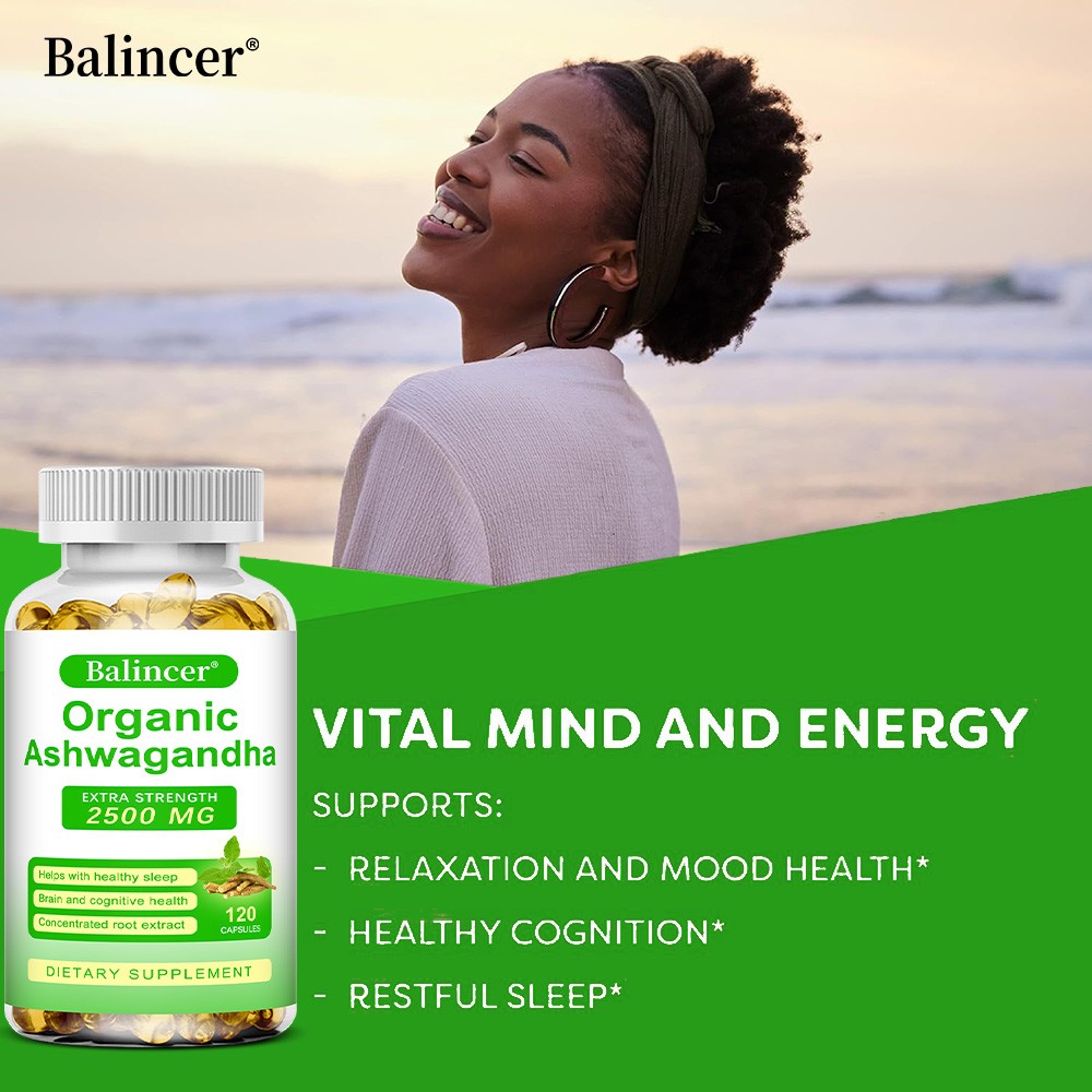 Organic Ashwagandha Capsules Improve Mood Improve Attention Energy 30-120 Pills