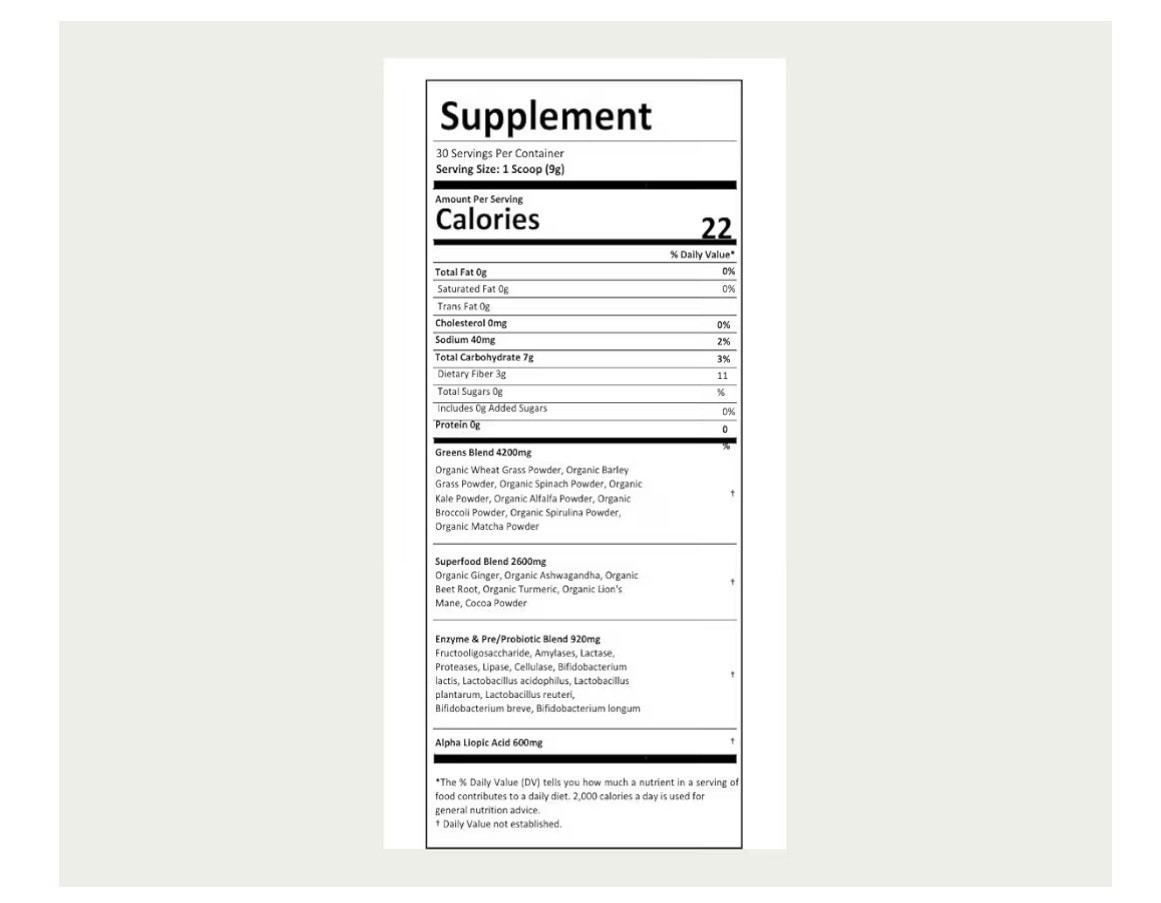 Nerve Neuropathy Blend Greens & Superfoods Powder ALA Chocolate 270g