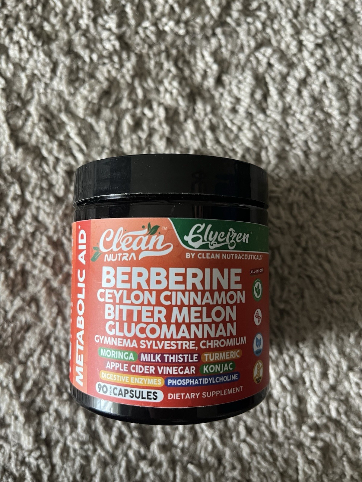 Clean Nutra Berberine Ceylon Cinnamon Bitter Melon Glucomannan Capsules 90 Count