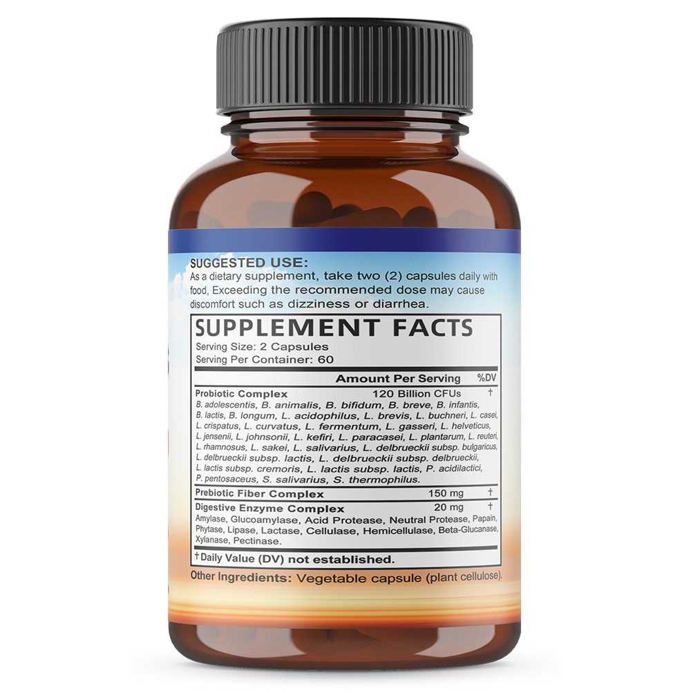 Probiotics 120 Billion CFUs 120 Capsules Digestive Health Balance Gut Flora