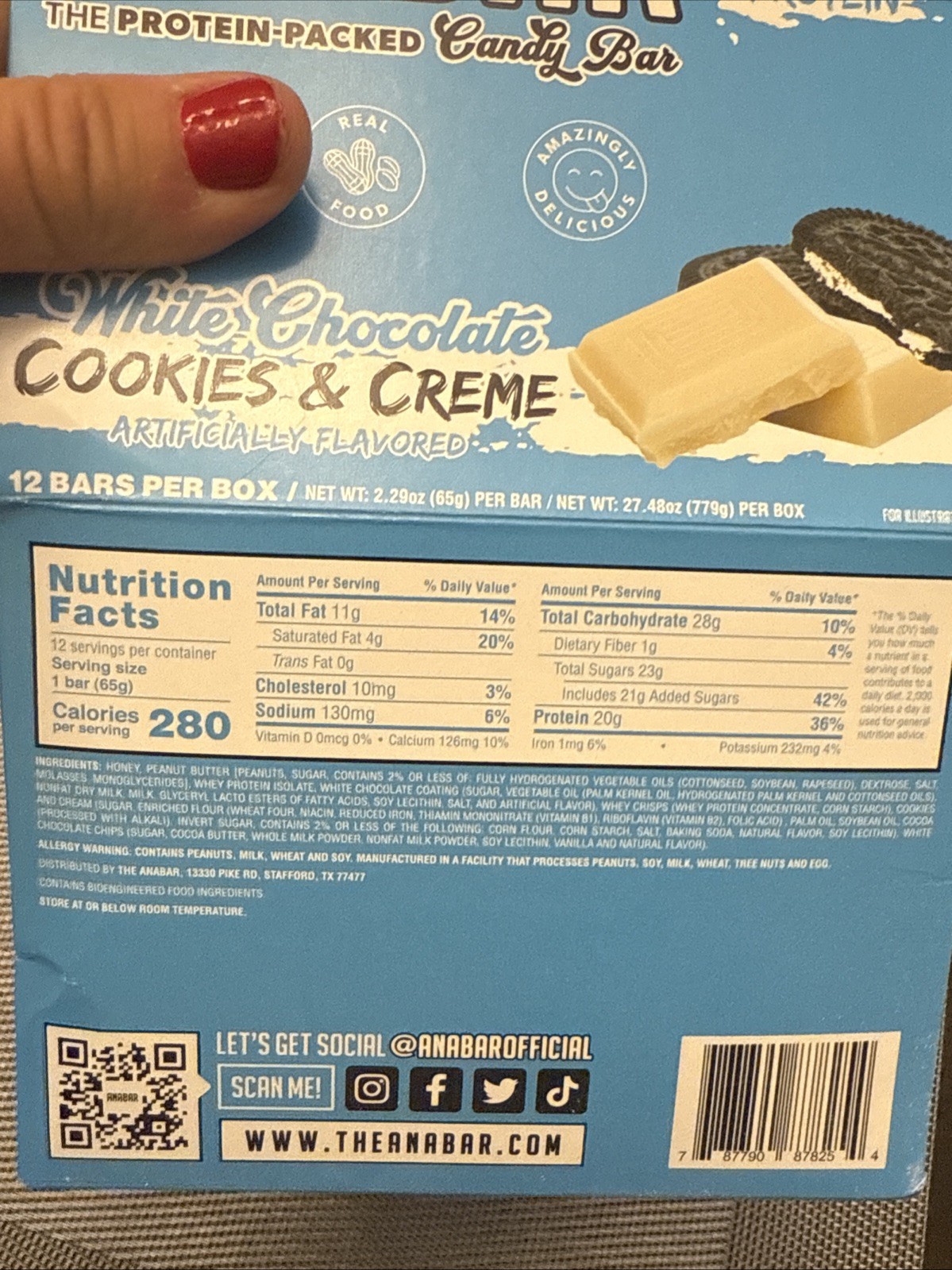 Anabar Cookies and Cream 12 Protein Bars Final Boss Performance 21 Grams