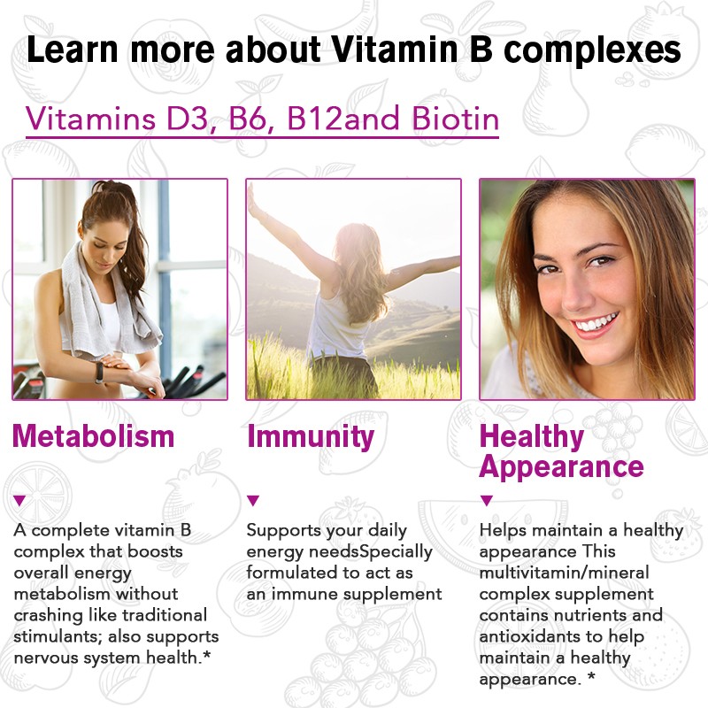 Vitamin B Complex 120 Capsules – B1,B2,B3,B5,B6,B7,B9,B12, Energy Immune Support