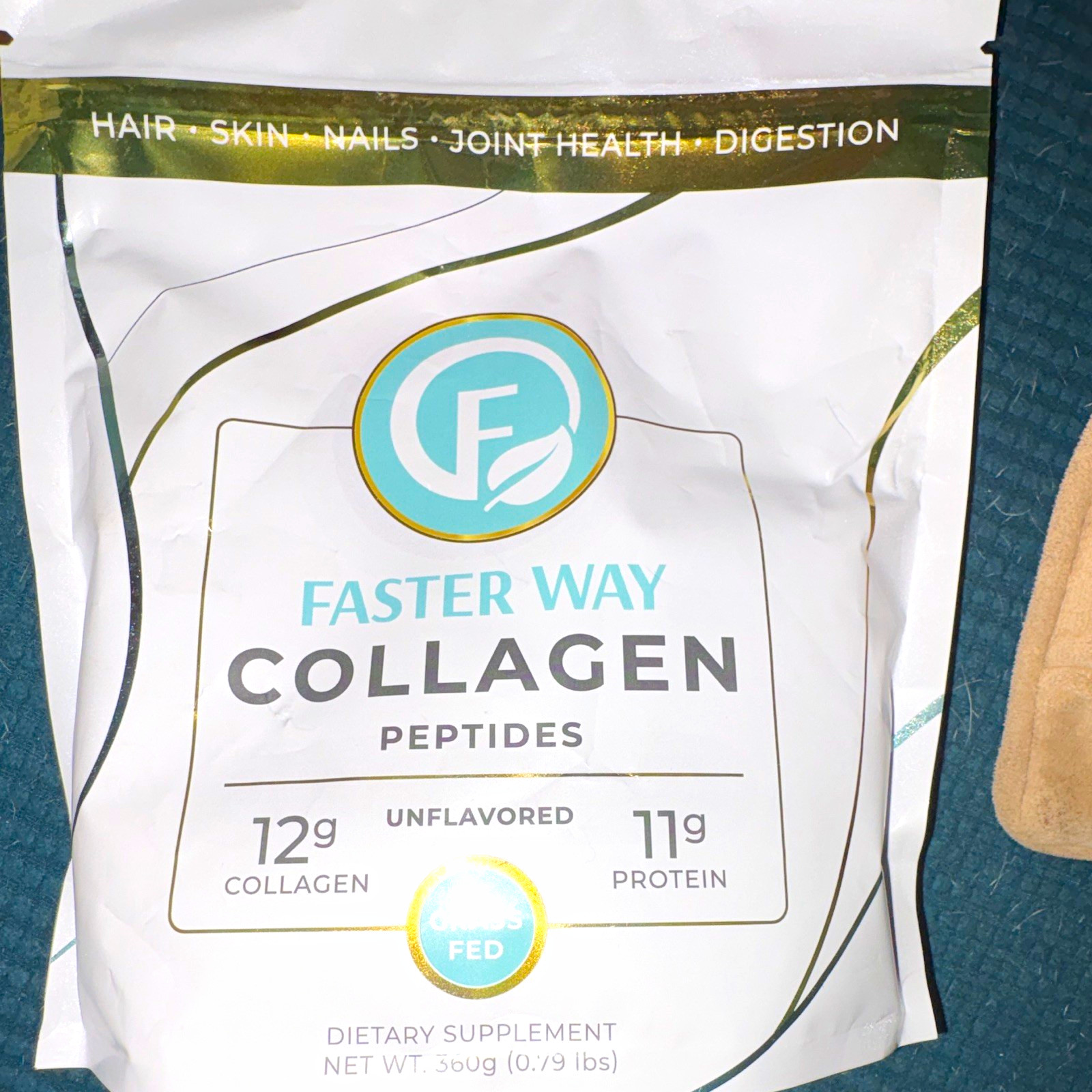 Faster Way Wellness Collagen Peptides Powder Unflavored Grass Fed 12g 360g