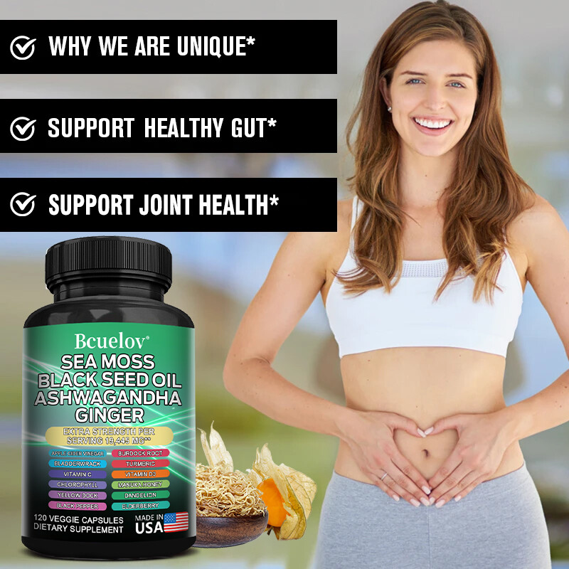16 IN 1 Supplement Sea Moss Black Seed Oil Ashwagandha Ginger Capsules 19445mg