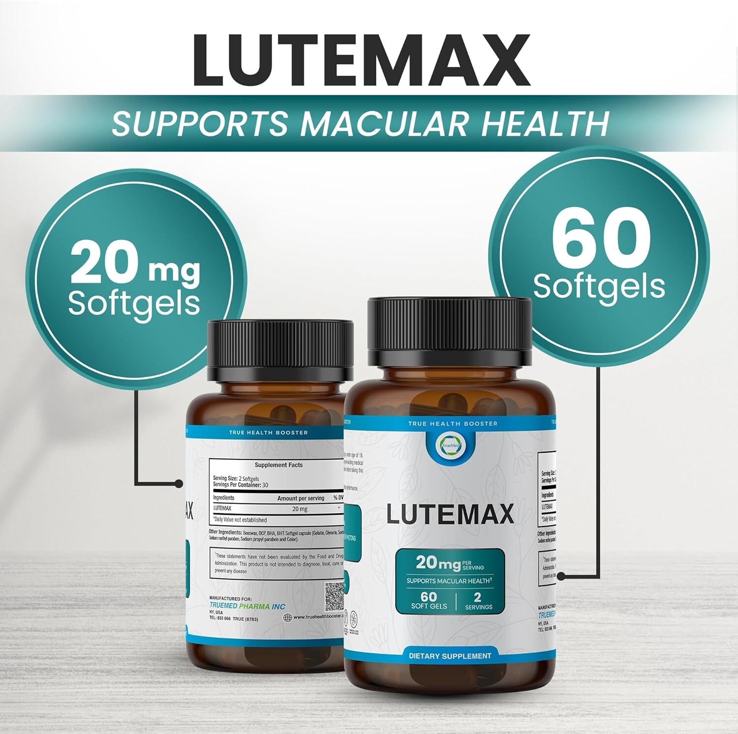 Lutemax 20mg Supplement Supports Macular Health Vision Clarity 60 Softgels