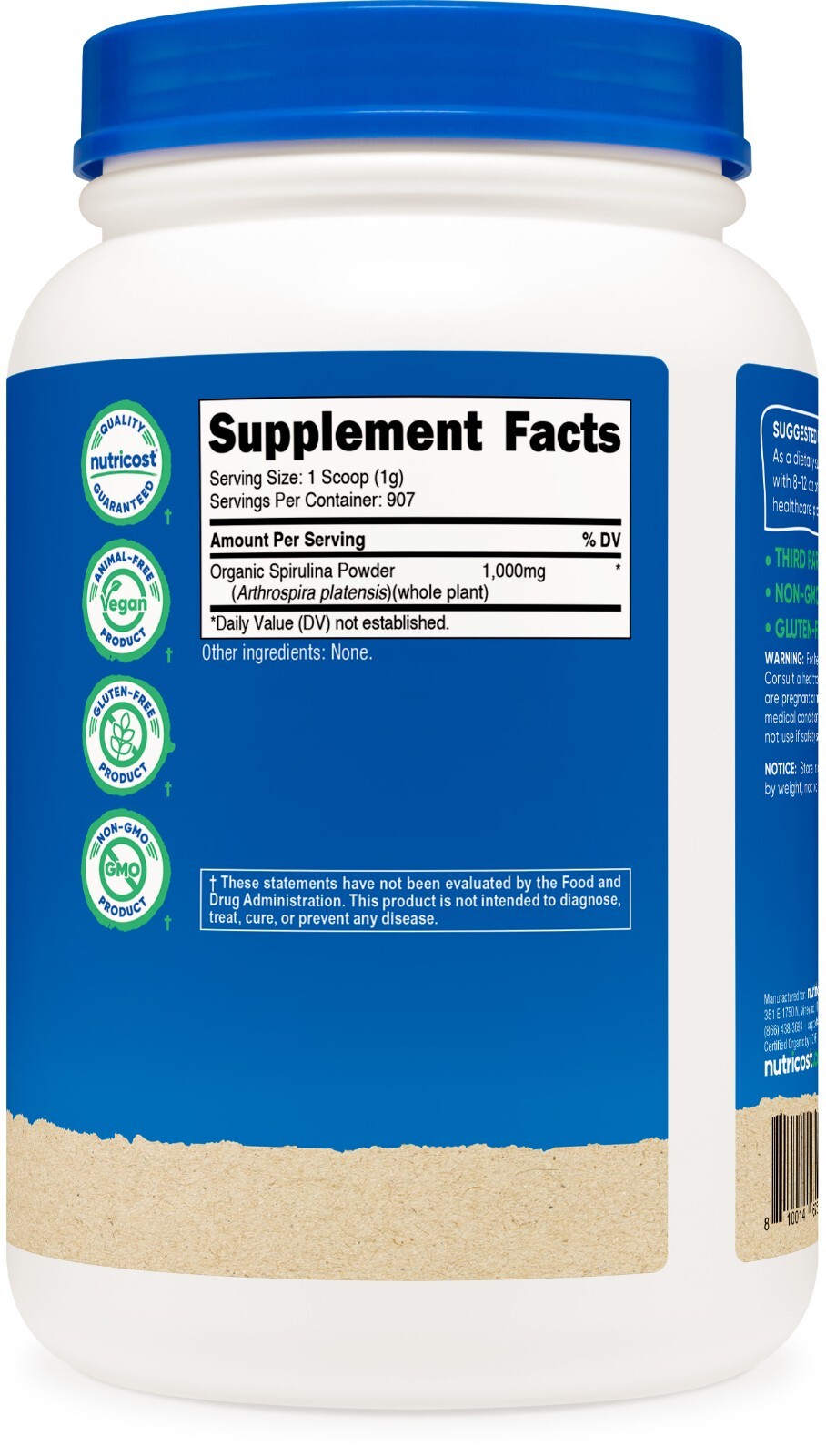 Nutricost Organic Spirulina Powder 2 Pounds – Pure, Certified Organic Spirulina