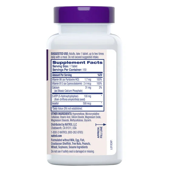 Natrol 5-HTP Plus Time Release 100mg 150 Tablets Vitamin B6 B12 EXP:08/2027