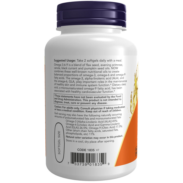NOW FOODS Omega 3-6-9 1000 mg 100 Softgels