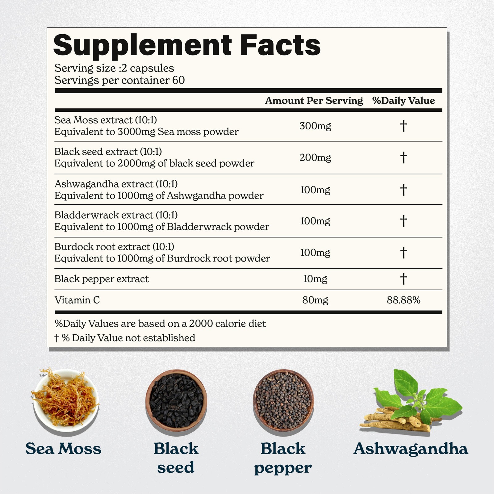 Sea Moss – 120 Capsules (60 Servings)