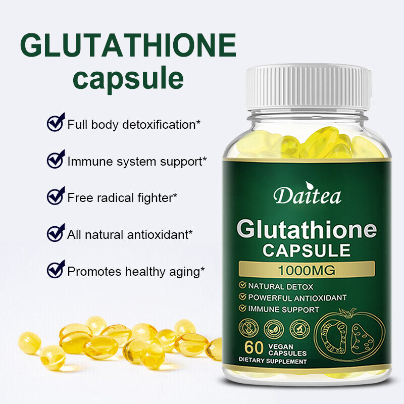 Glutathione Capsules 1000 Mg Natural Detox Powerful Antioxidant Immune Support