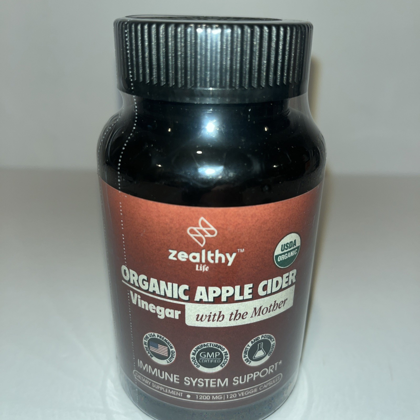 Zealthy Life Organic Apple Cider Vinegar Capsules – 1200 mg – 120 caps -Ex 12/26