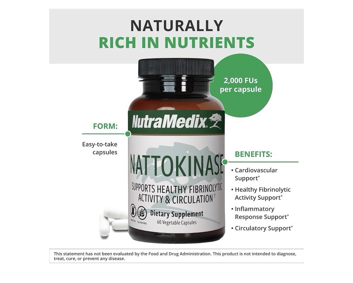NutraMedix Nattokinase Supplement Supports Healthy Circulation Heart 60 Capsules