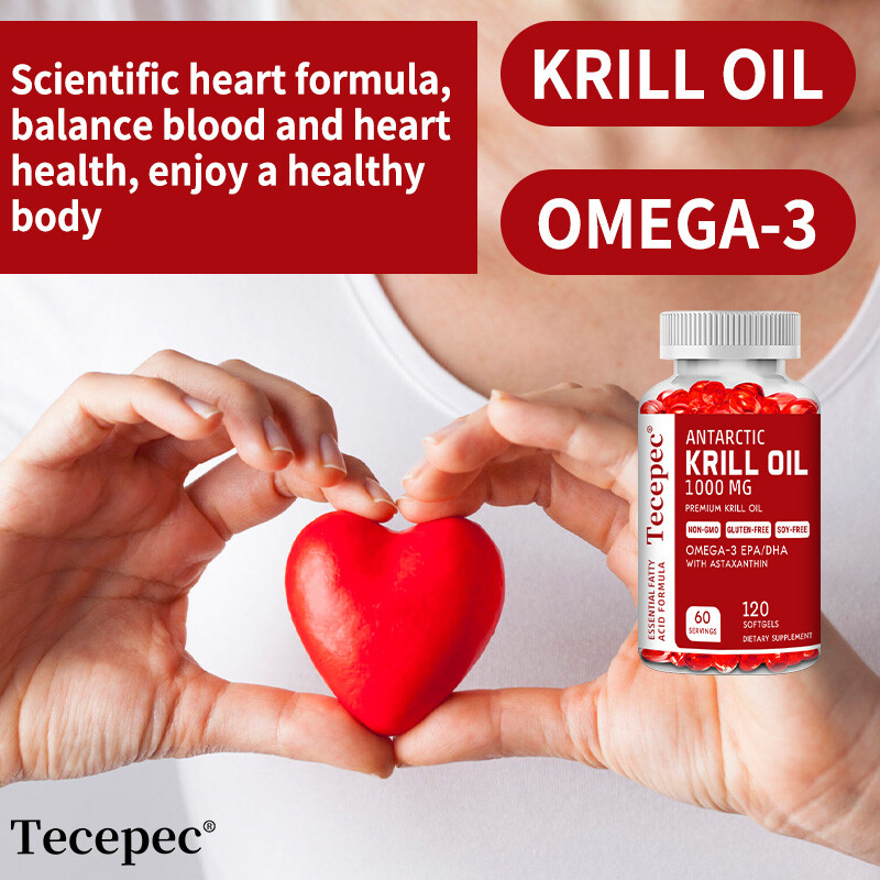 Antarctic Krill Oil 1000 mg With Omega-3, EPA, DHA, and Astaxanthin Supplement