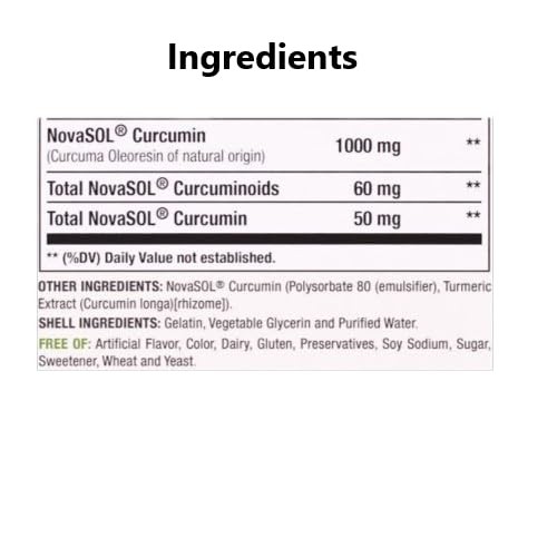 A1Vitality NovaSOL Turmeric Curcumin 1000mg – Clinically 60 Count (Pack of 1)