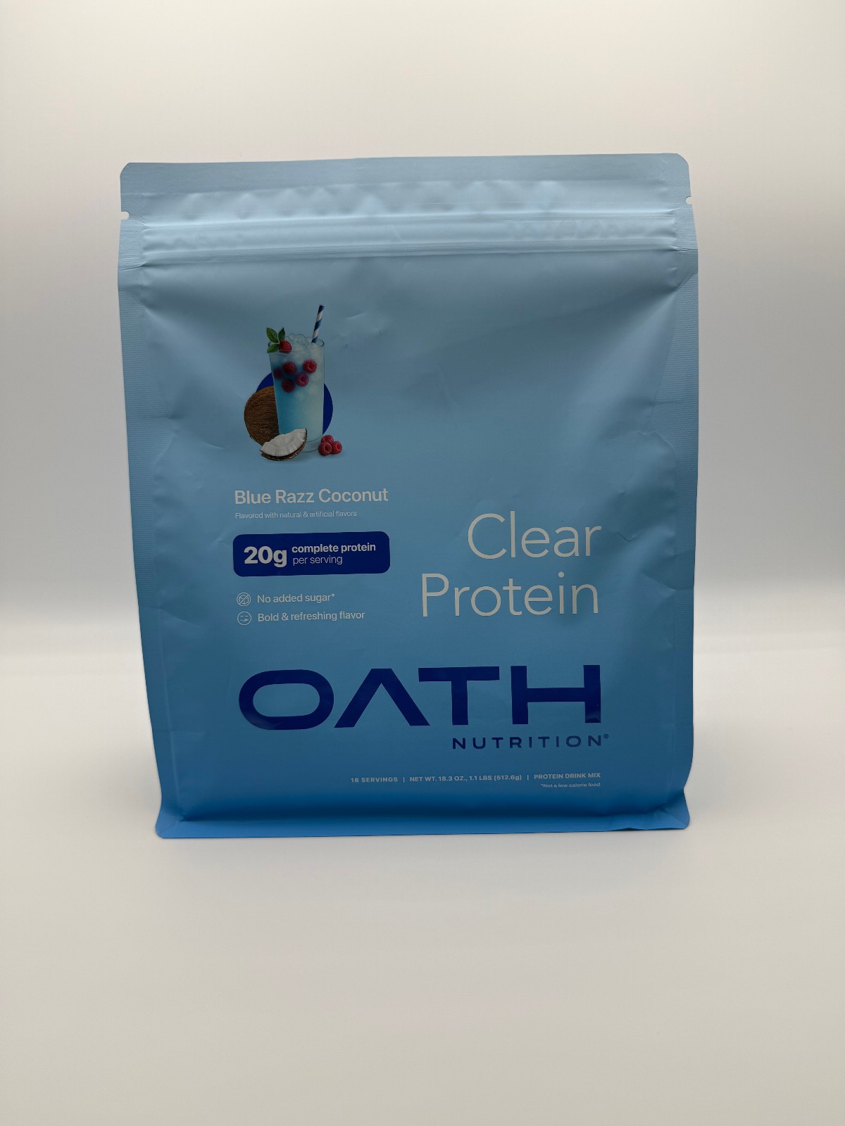 Oath Nutrition Clear Protein Blue Razz Coconut, 18 Servings, 18.3 oz, Exp. 7/27