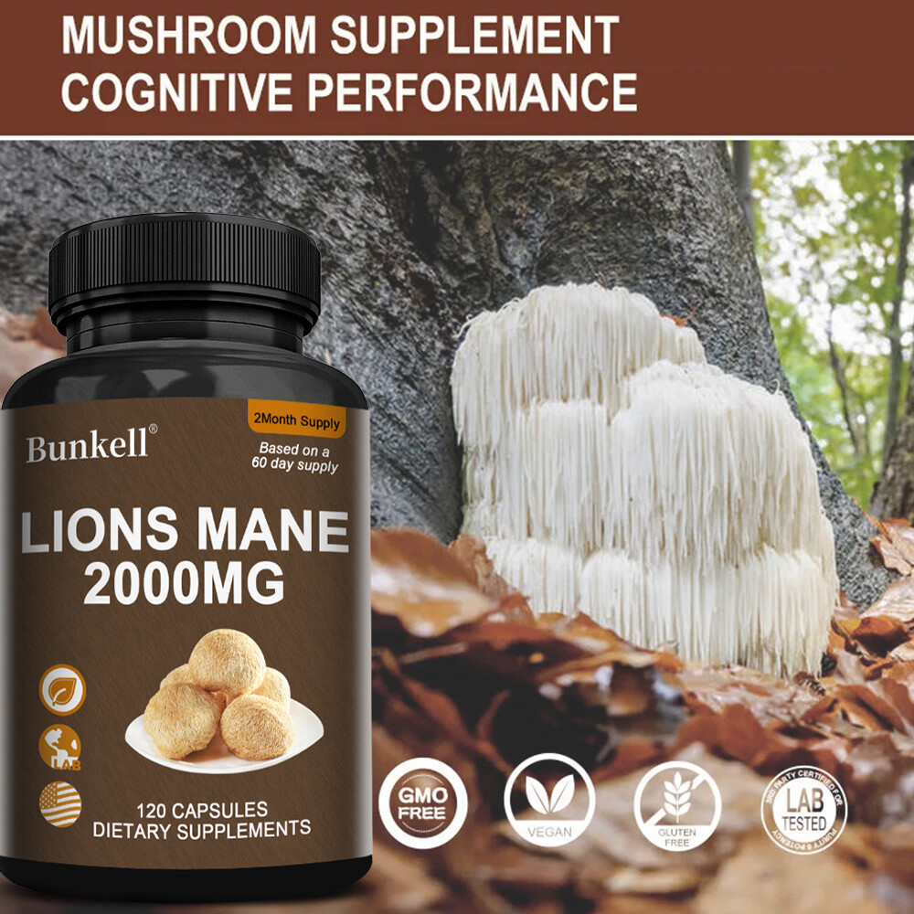 Organic Lion’s Mane Mushroom 2000mg – Cognitive, Memory, Stress, Mood Support