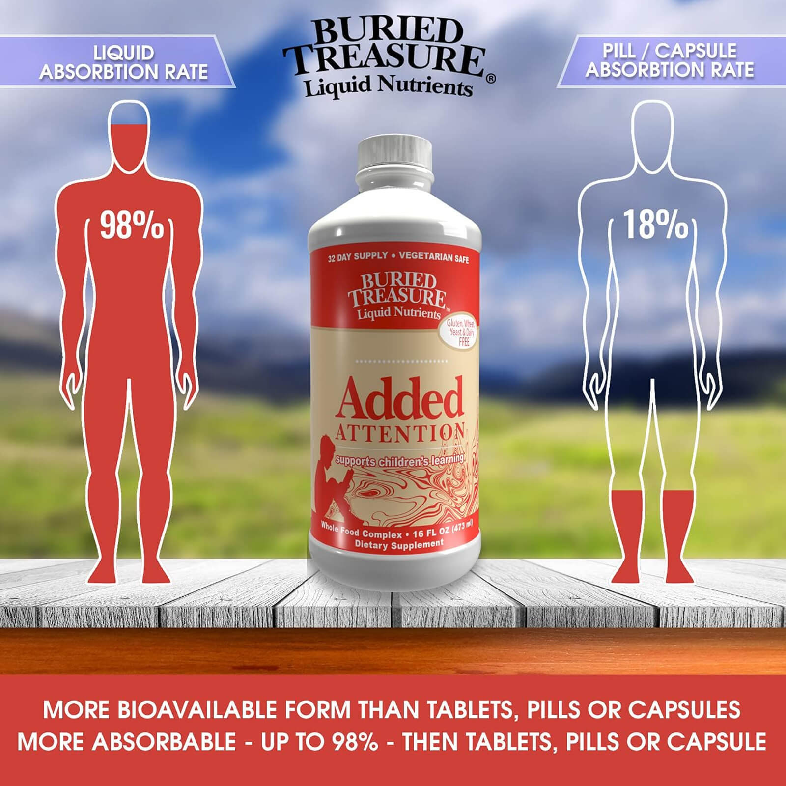 Buried Treasure Added Attention 16 fl oz Brain Health MADE IN USA FREEE SHIP