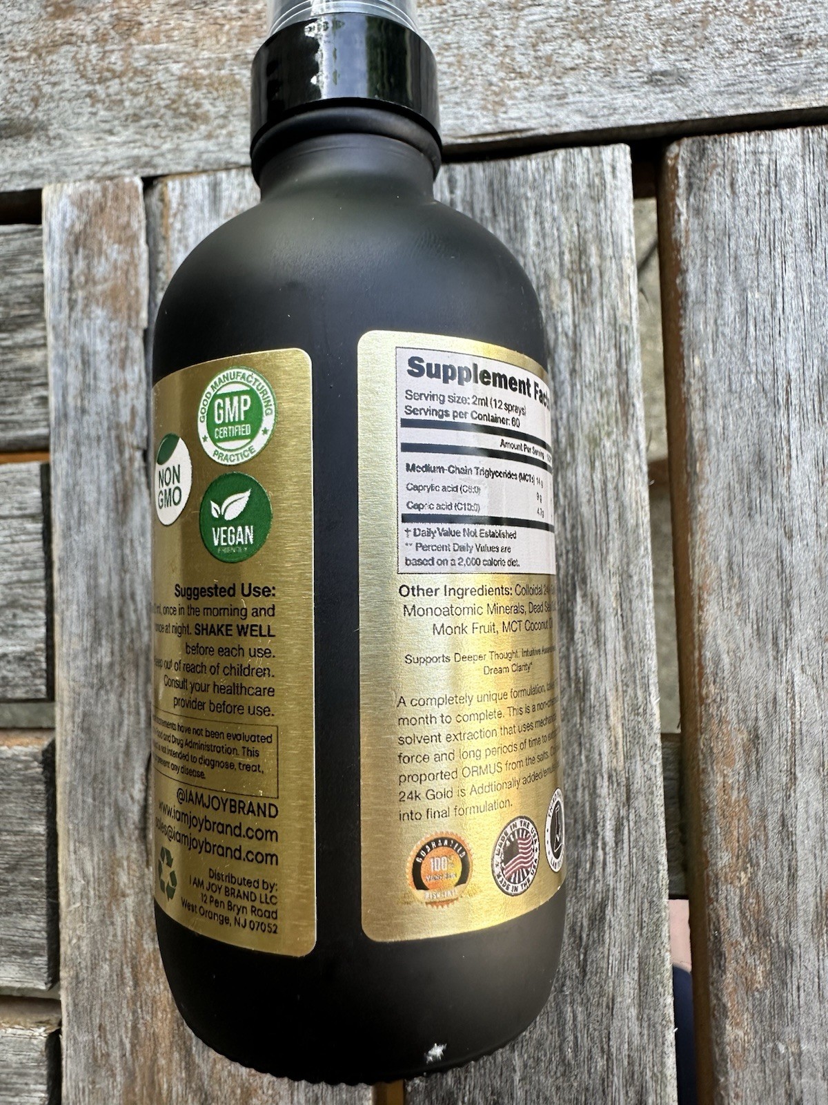 I AM JOY Gold Oil Trace Minerals Dietary Supplement Vegan Non-GMO 120ml