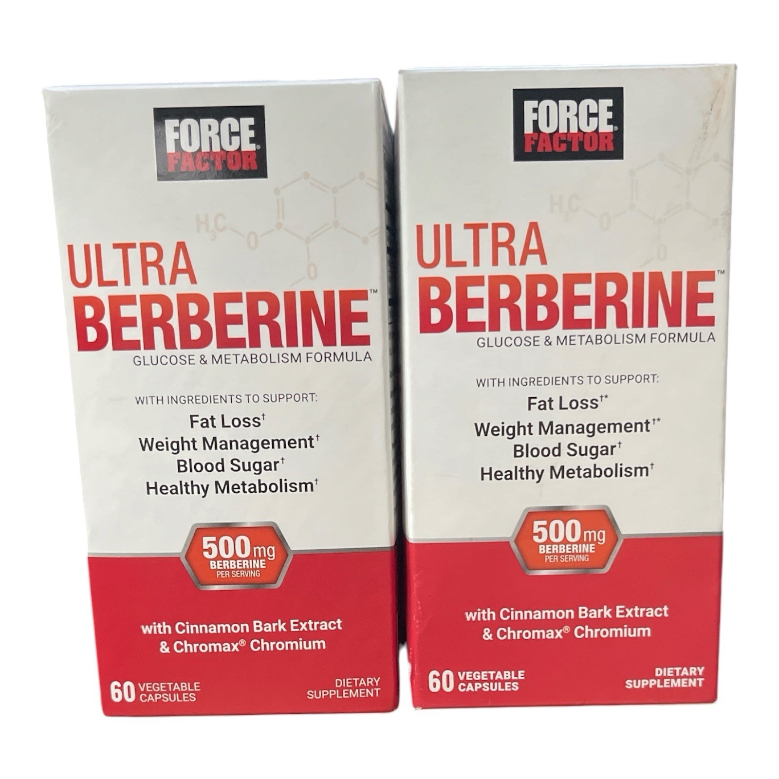 Force Factor Ultra Berberine 500mg 60 Capsules 2-Pack EXP 11/27 & 02/28 NEW