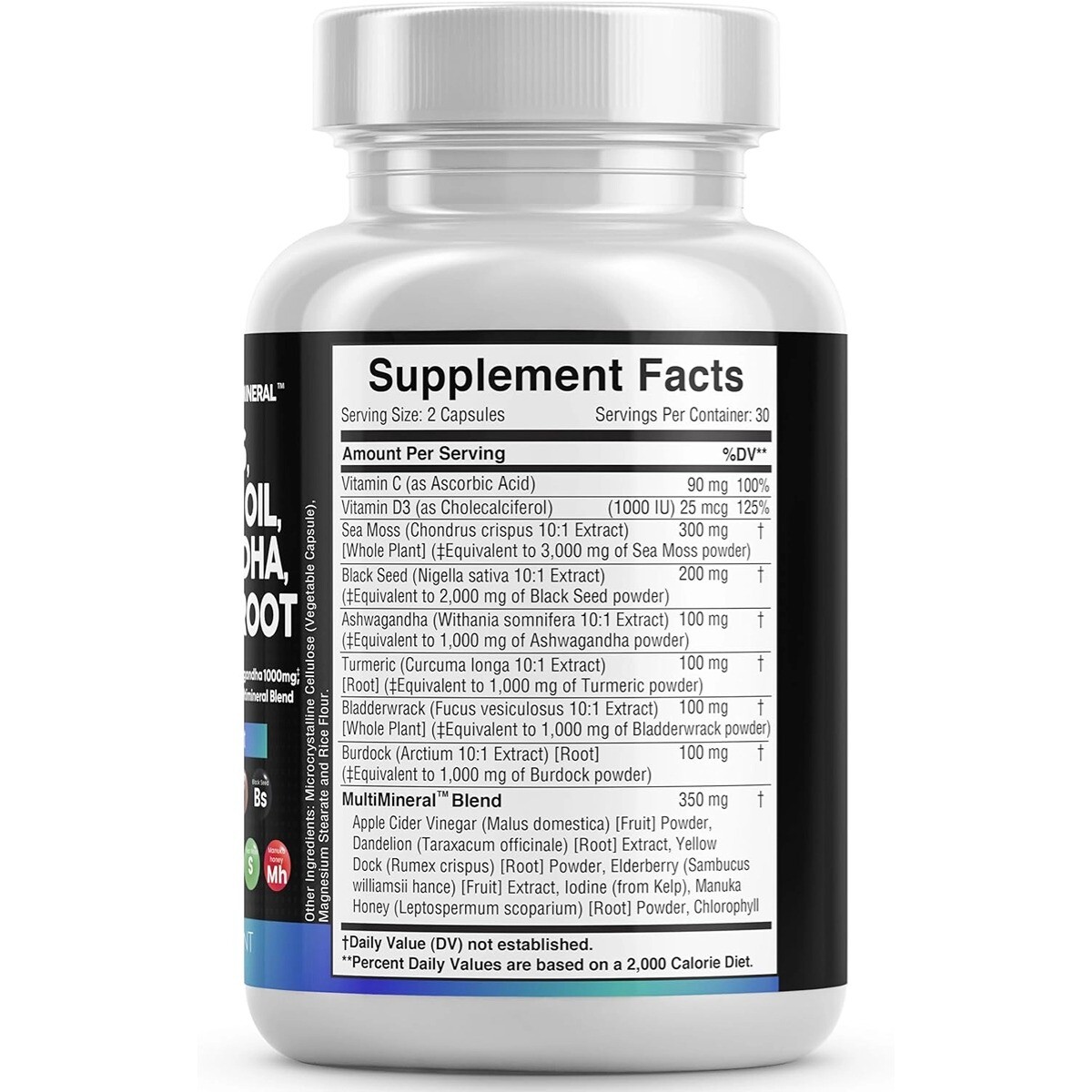 Sea Moss 3000mg Black Seed Oil 2000mg Ashwagandha 1000mg Turmeric 1000mg Bladder