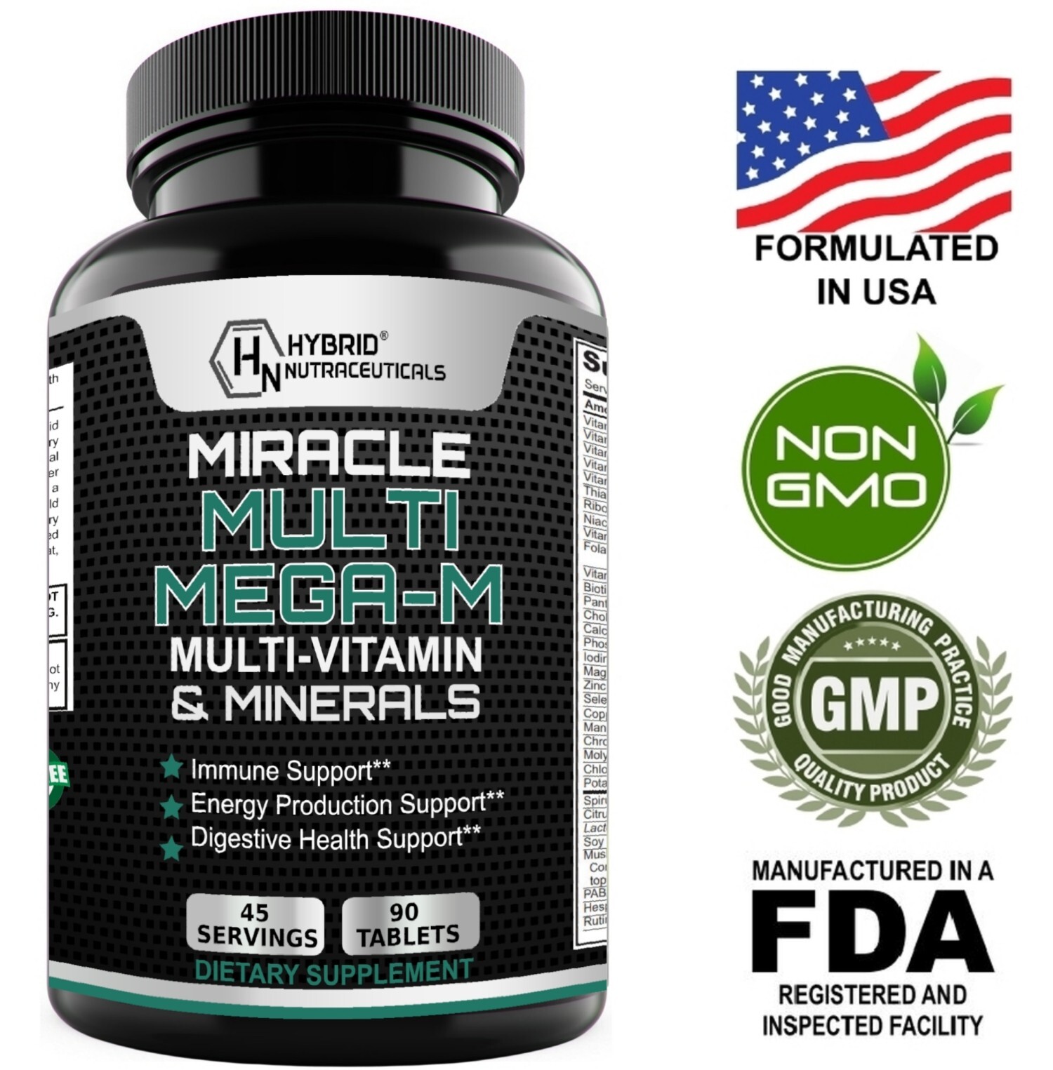 MEGA-M Multivitamin for Men & Multi for Women with Whole Foods-90 Tablets