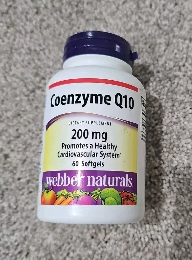 Webber Naturals. Coenzyme Q10. 200mg. Cardiovascular System. 60 Softgels. 01/26.
