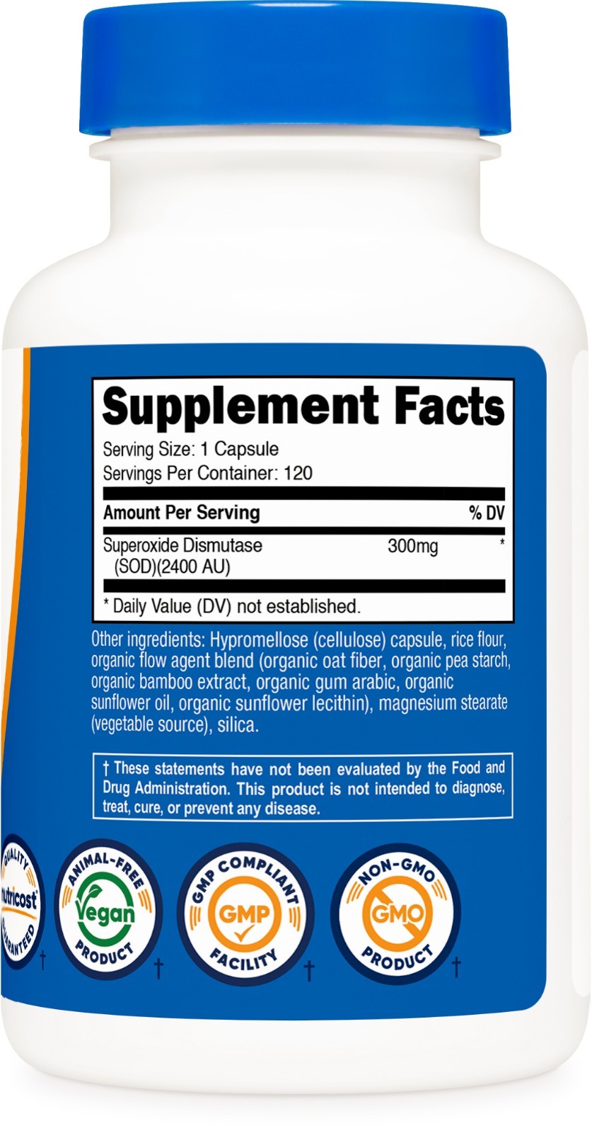 Nutricost S.O.D. Supplement 300mg (2,400 AU) 120 Capsules – Superoxide Dismutase